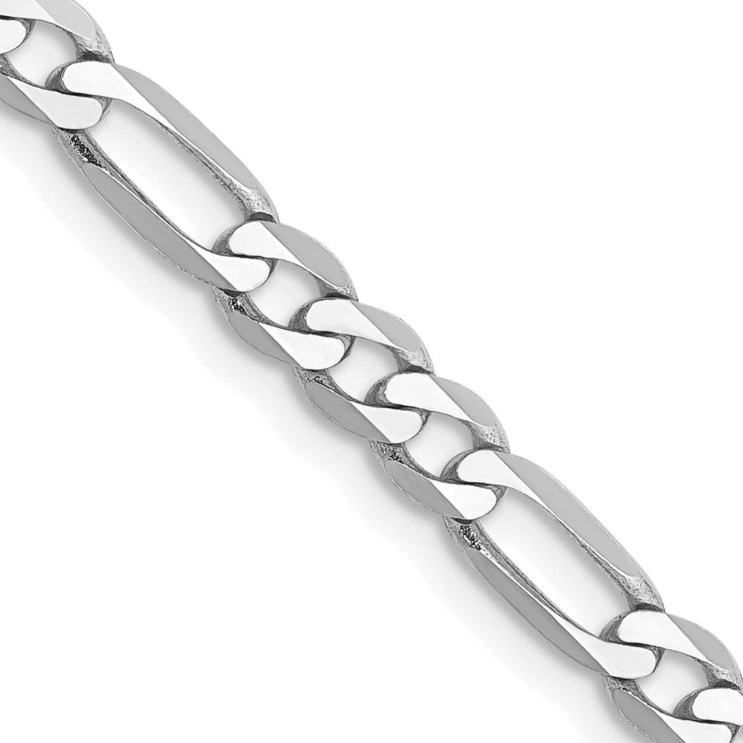 14K White Gold 4mm Flat Figaro Chain 26 Inch