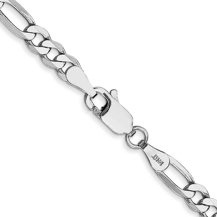 14K White Gold 4mm Flat Figaro Chain 26 Inch