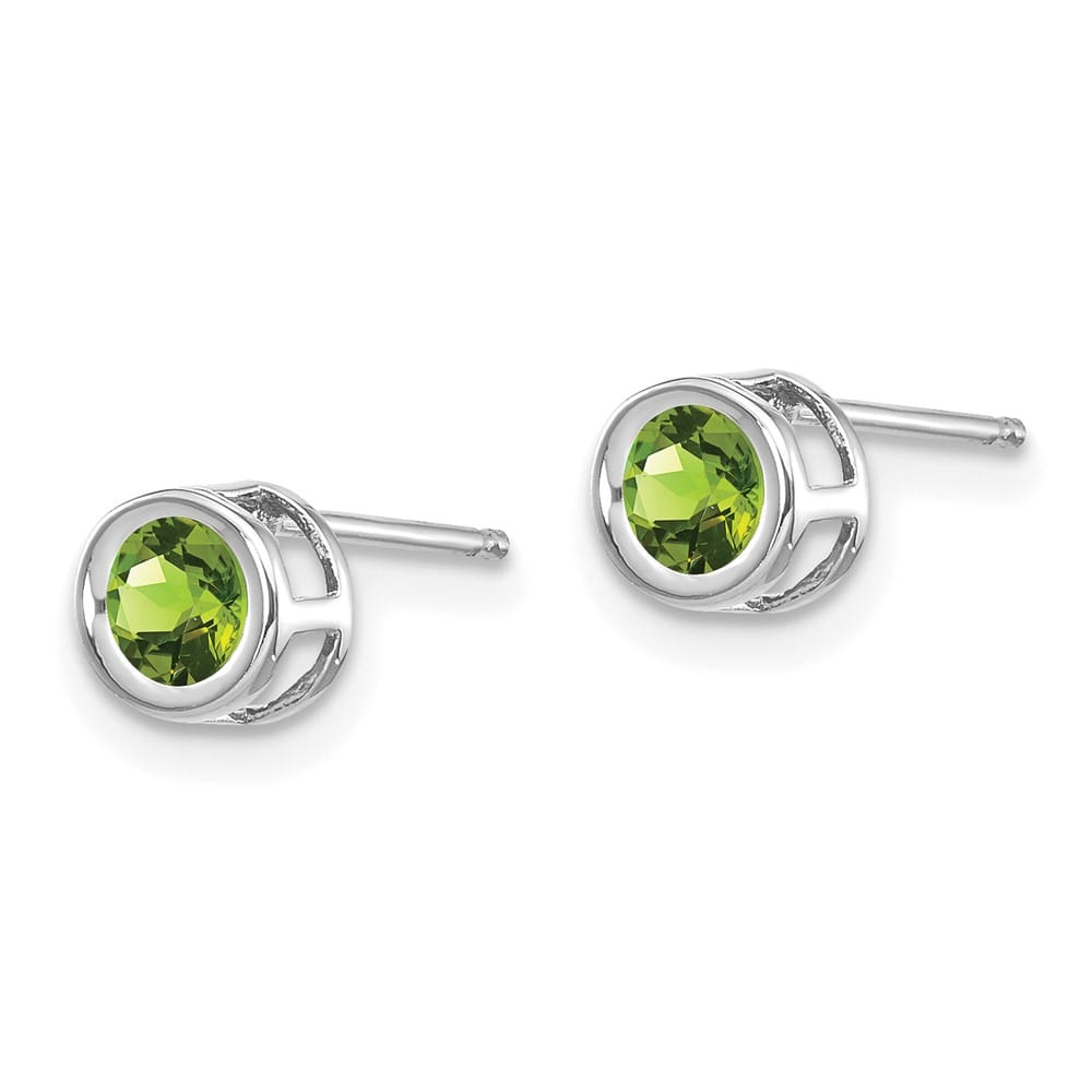 14K White Gold 4mm Round Bezel Post Earrings, view 18 of 24