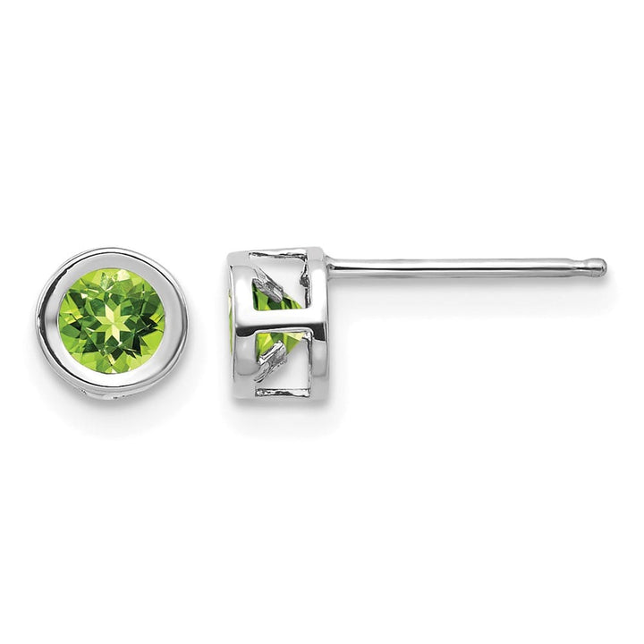 14K White Gold 4mm Round Bezel Post Earrings, view 17 of 24