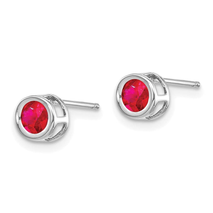 14K White Gold 4mm Round Bezel Post Earrings, view 14 of 24