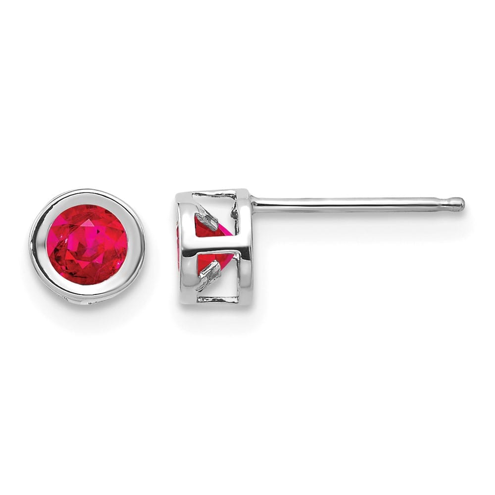 14K White Gold 4mm Round Bezel Post Earrings, view 13 of 24