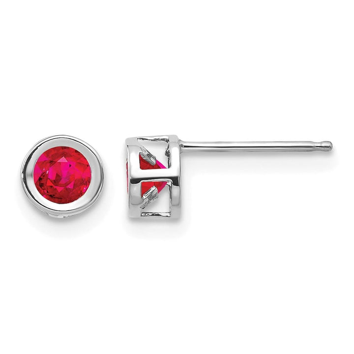14K White Gold 4mm Round Bezel Post Earrings, view 13 of 24