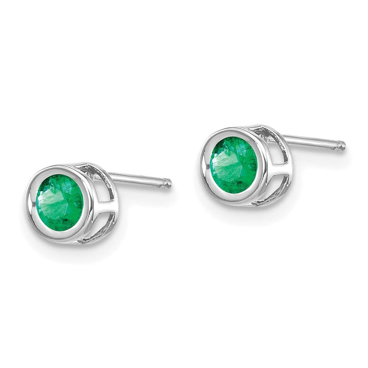 14K White Gold 4mm Round Bezel Post Earrings, view 10 of 24
