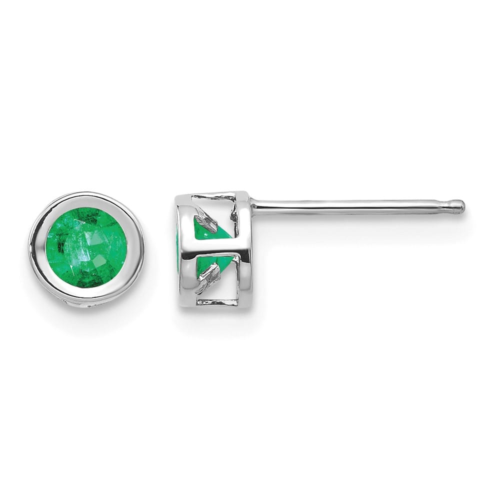 14K White Gold 4mm Round Bezel Post Earrings, view 9 of 24