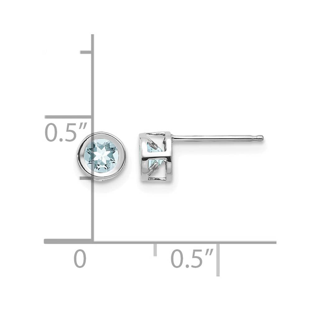 14K White Gold 4mm Round Bezel Post Earrings, view 8 of 24