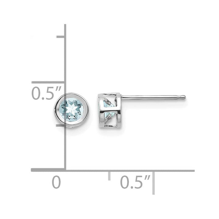14K White Gold 4mm Round Bezel Post Earrings, view 8 of 24