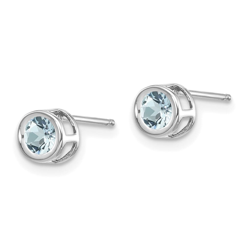 14K White Gold 4mm Round Bezel Post Earrings, view 6 of 24