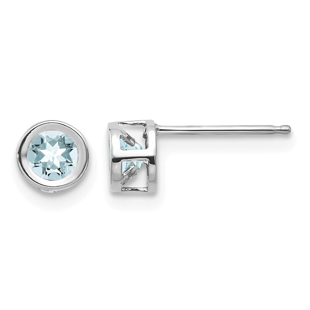14K White Gold 4mm Round Bezel Post Earrings, view 5 of 24