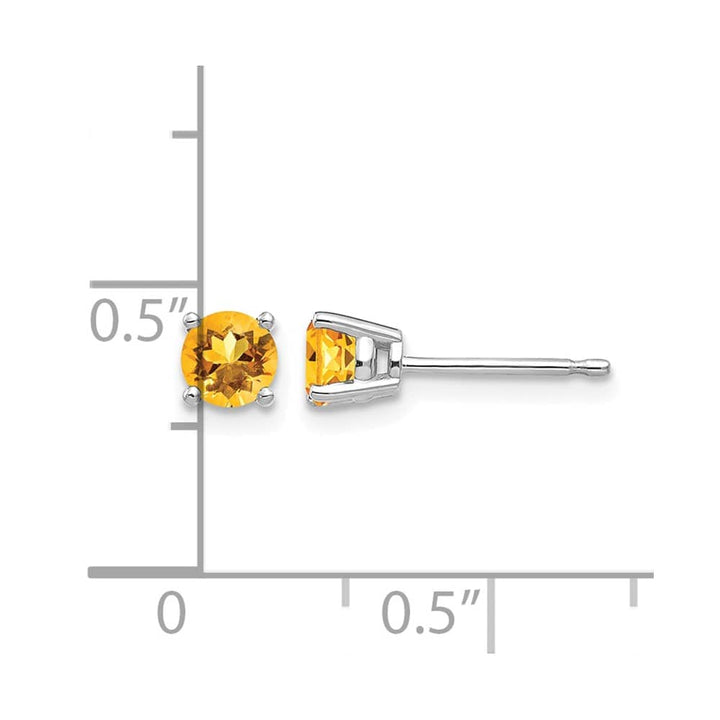 14K White Gold 4mm Round Citrine Post Earrings, view 4 of 4