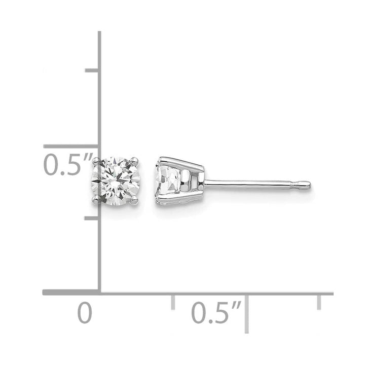 14K White Gold 4mm Round Cubic Zirconia Post Earrings, view 4 of 4