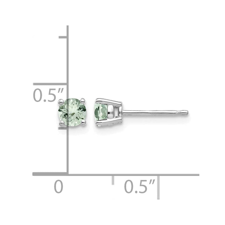 14K White Gold 4mm Round Green Quartz Post Earrings, view 4 of 4