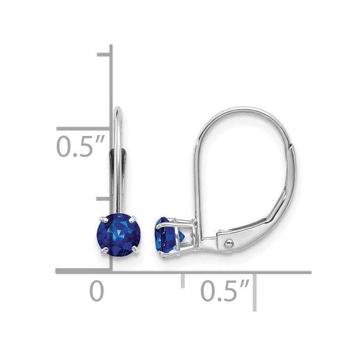 14K White Gold 4mm Round September/Sapphire Leverback Earrings, view 4 of 4