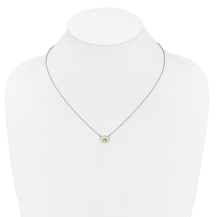 14K White Gold 4x3mm Oval Citrine and Diamond 18 inch Necklace
