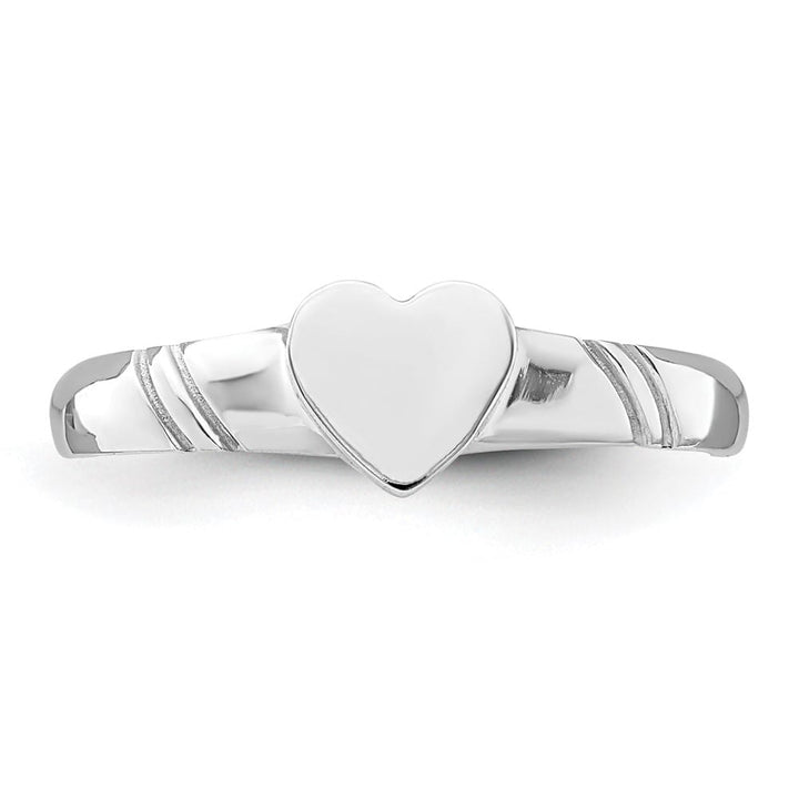 14k White Gold 5.0x5.0mm Closed Back Heart Signet Ring