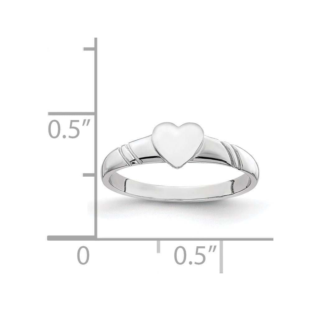 14k White Gold 5.0x5.0mm Closed Back Heart Signet Ring