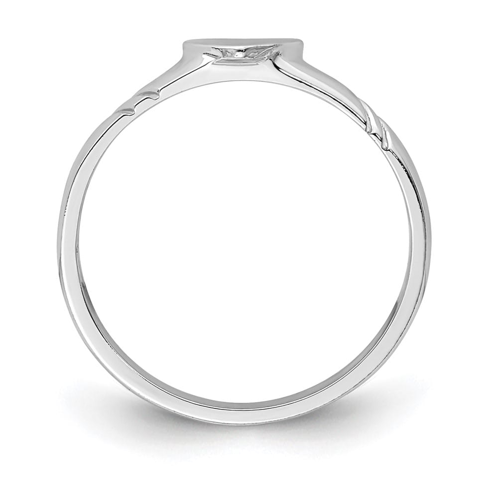 14k White Gold 5.0x5.0mm Closed Back Heart Signet Ring