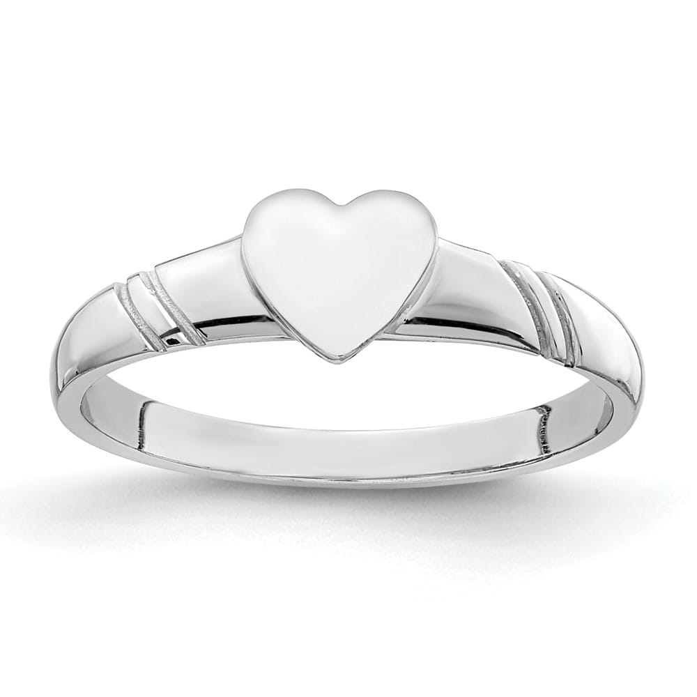 14k White Gold 5.0x5.0mm Closed Back Heart Signet Ring