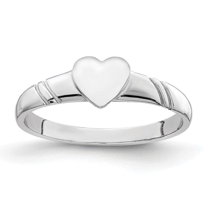 14k White Gold 5.0x5.0mm Closed Back Heart Signet Ring