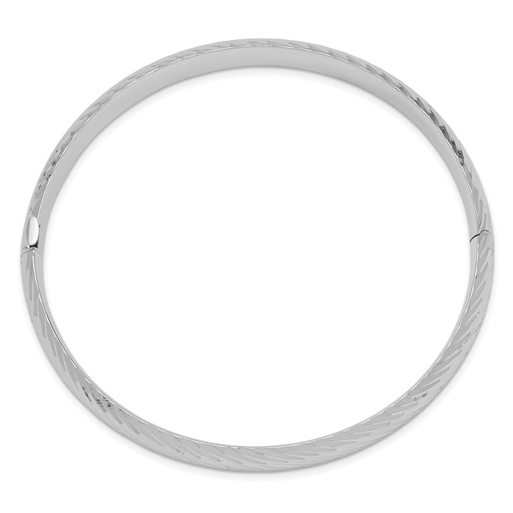 14k White Gold 5/16 Textured 8.00mm Hinged Oval Bangle Bracelet