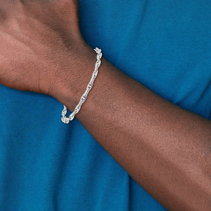14K White Gold 5.1mm Hand Fancy Link Bracelet