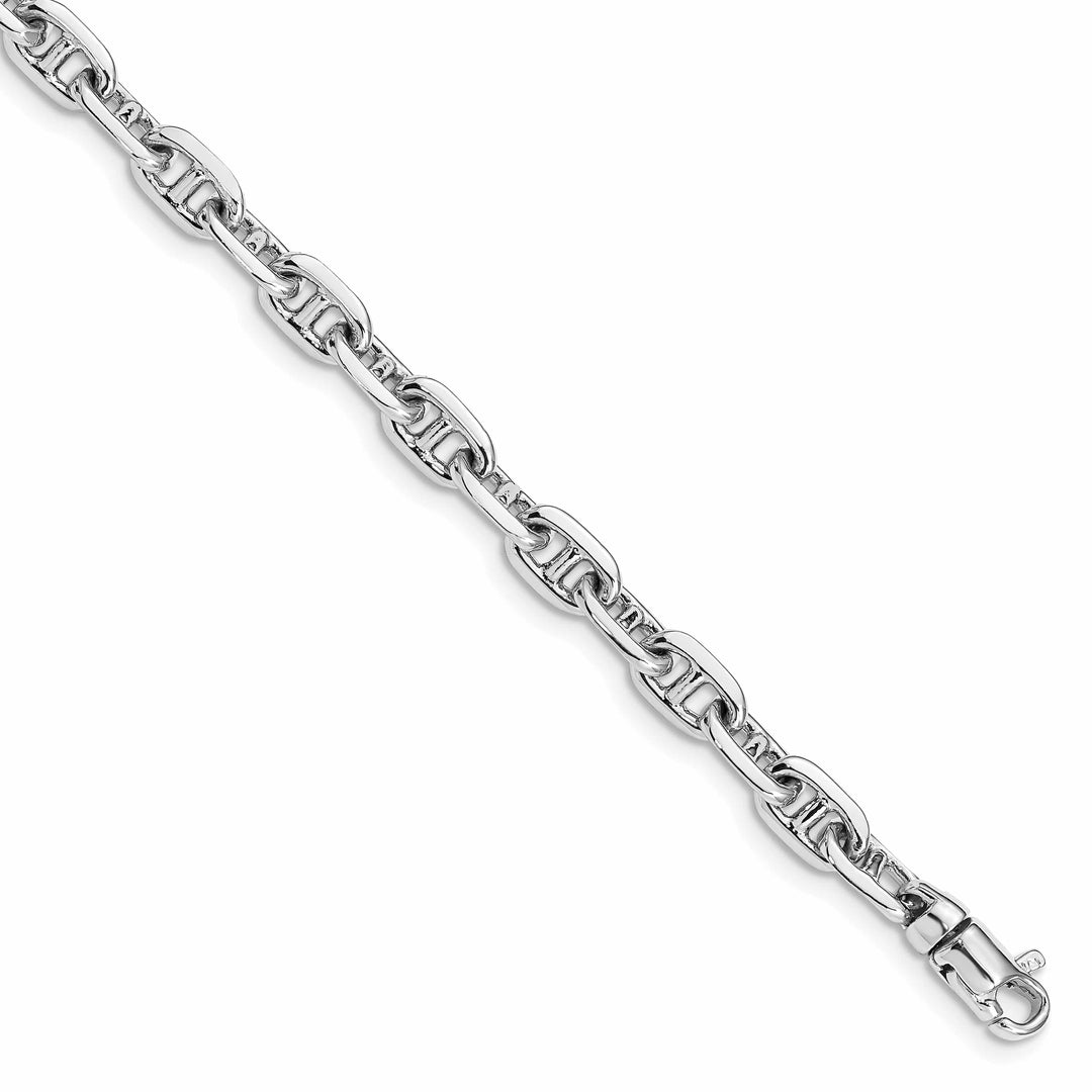14K White Gold 5.1mm Hand Fancy Link Bracelet