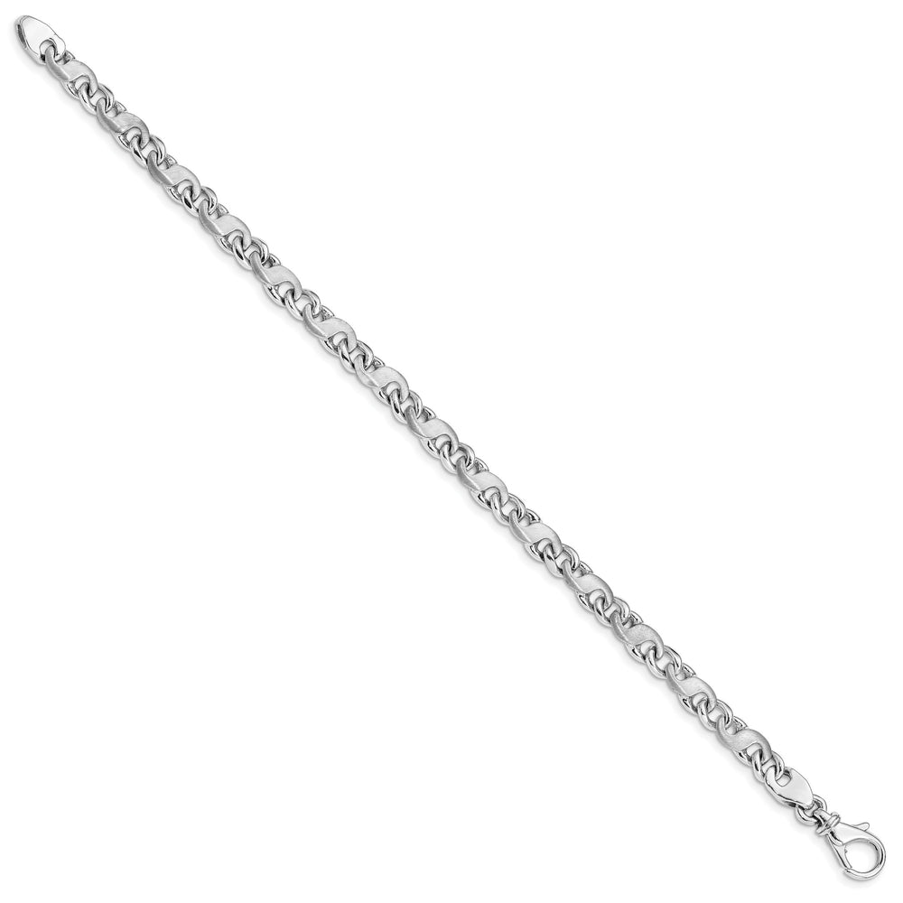 14K White Gold 5.4mm Hand and Satin Fancy S-Link Bracelet