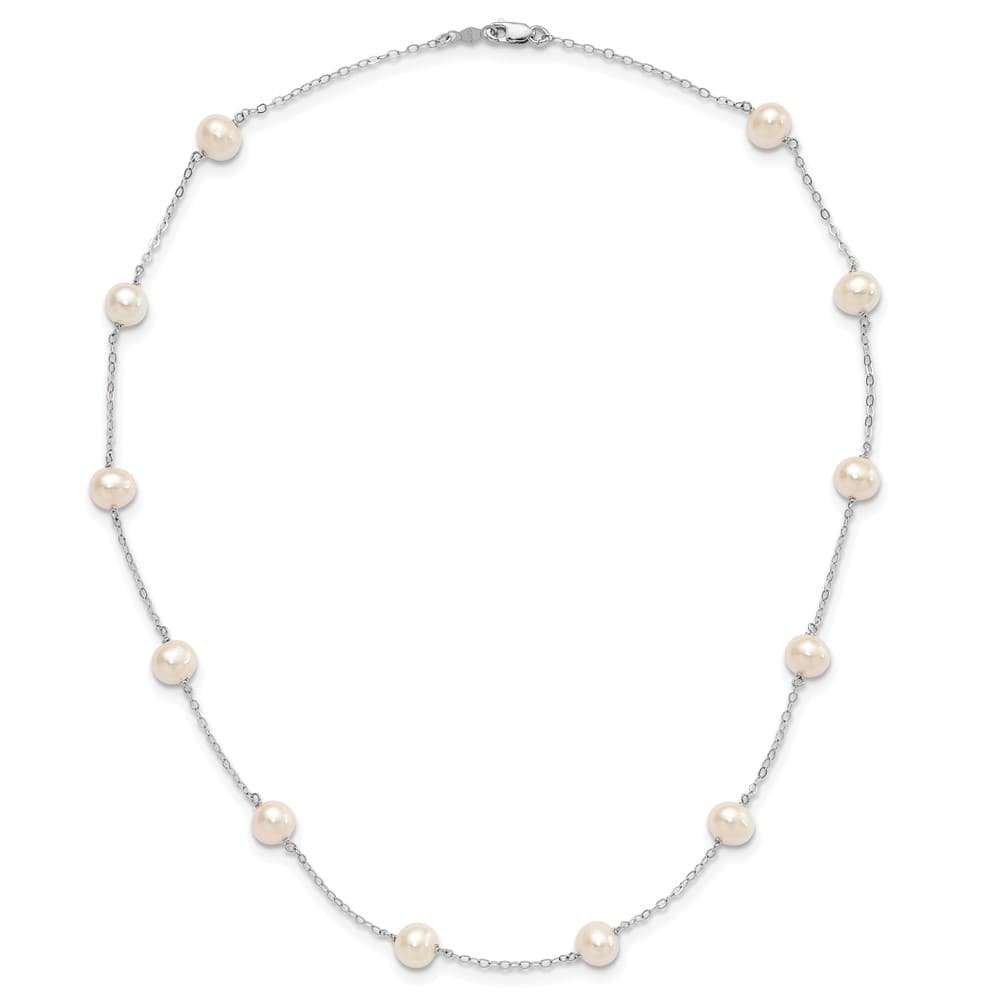 14K White Gold 5.5-6.5mm White Round Cultured Pearl 16 inch Necklace