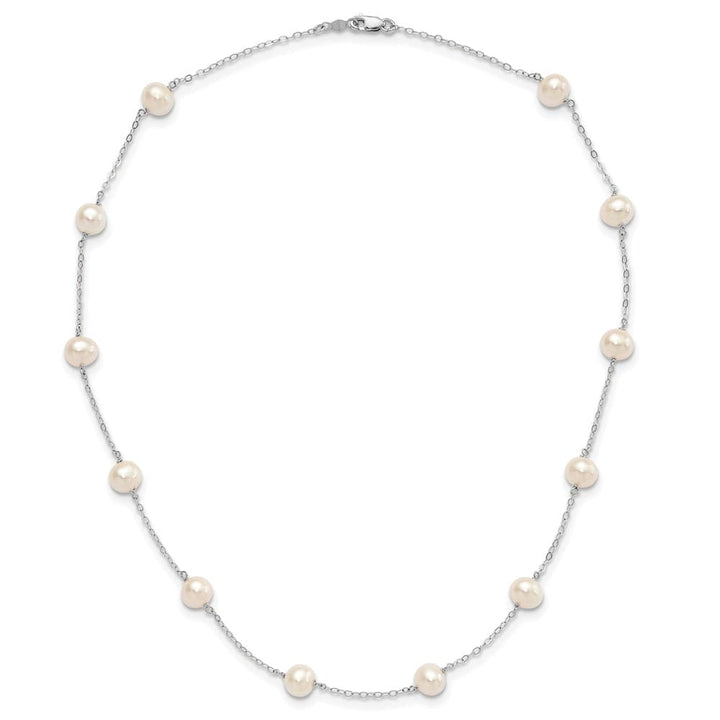 14K White Gold 5.5-6.5mm White Round Cultured Pearl 16 inch Necklace