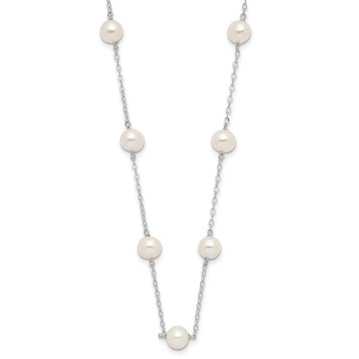 14K White Gold 5.5-6.5mm White Round Cultured Pearl 16 inch Necklace