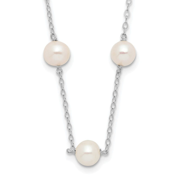 14K White Gold 5.5-6.5mm White Round Cultured Pearl 16 inch Necklace
