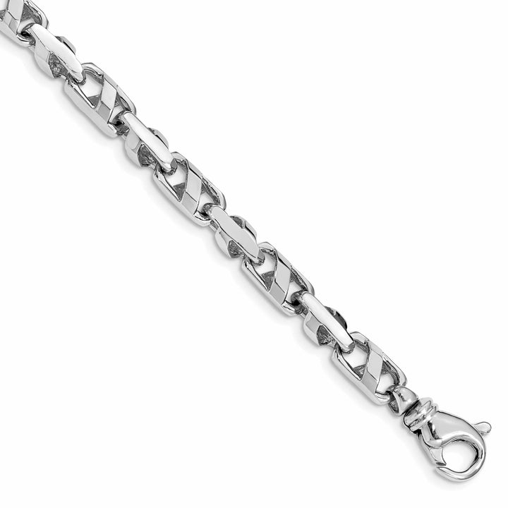 14K White Gold 5.5mm Fancy Link Bracelet 8 Inch