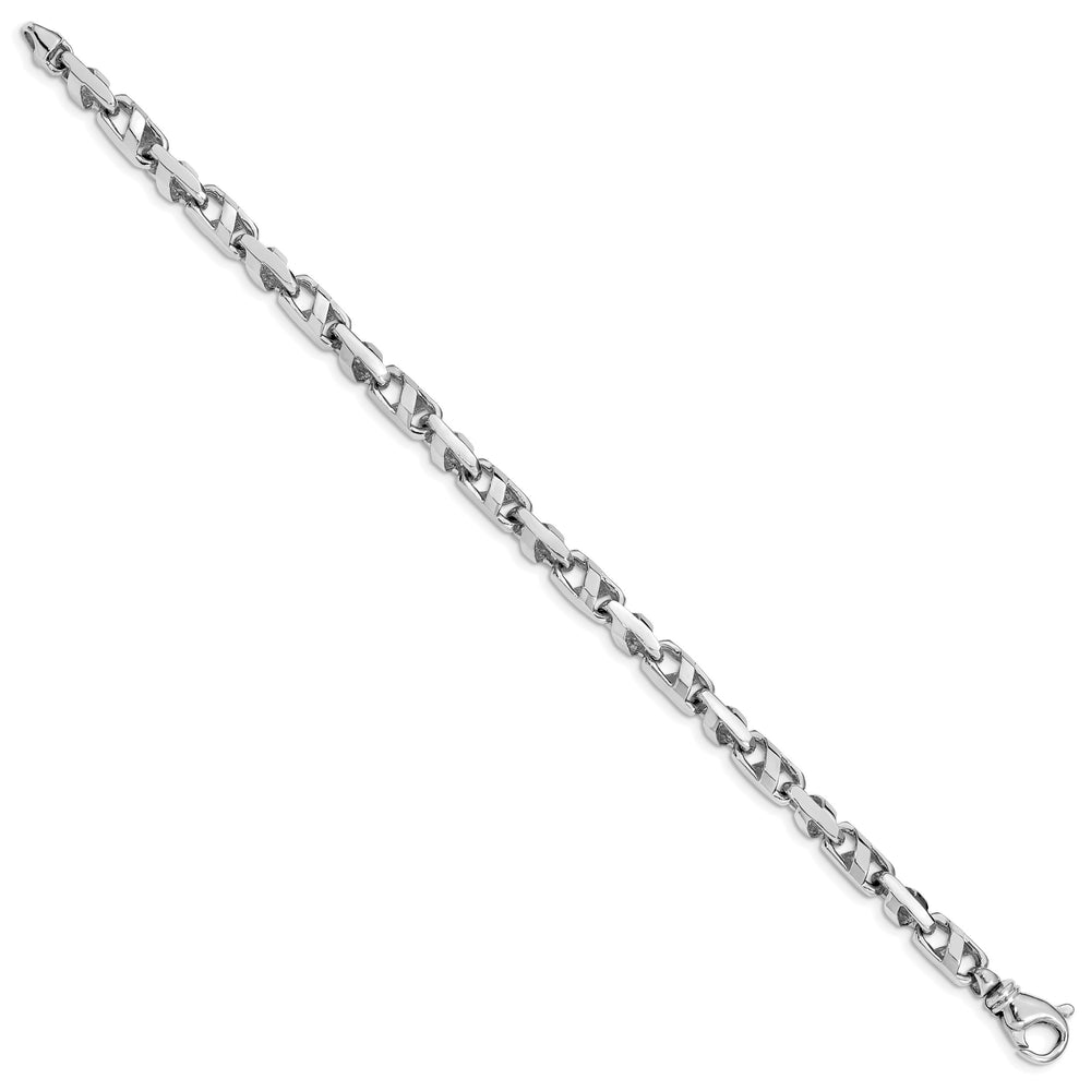 14K White Gold 5.5mm Fancy Link Bracelet 8 Inch