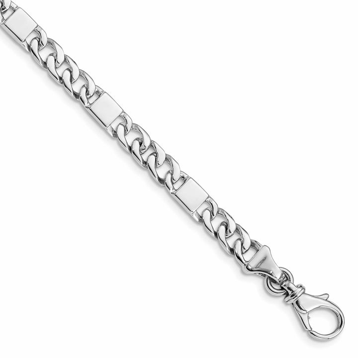 14K White Gold 5.6mm Hand Fancy Link Bracelet