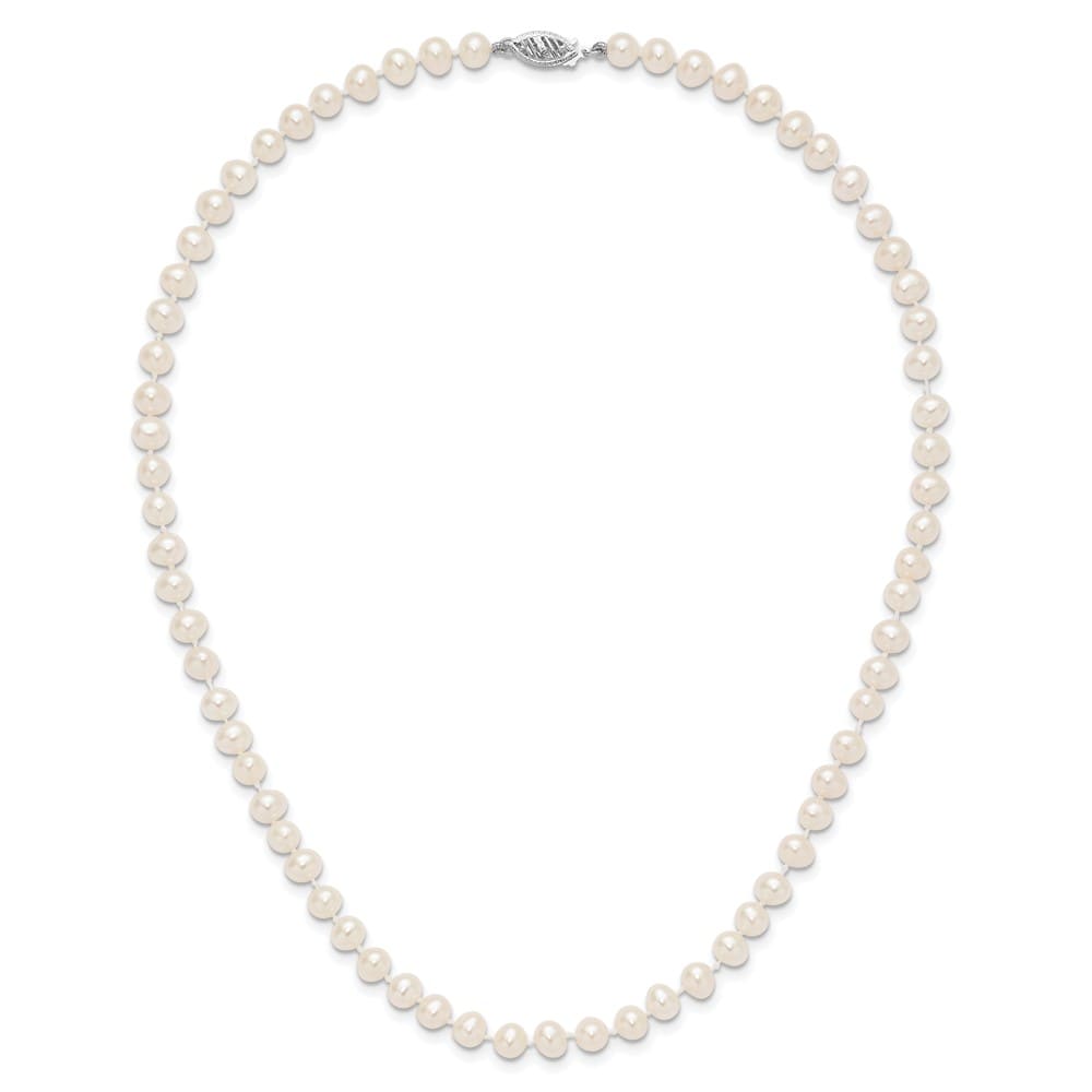 14K White Gold 5-6mm White Near Round Cultured Pearl 16 inch Necklace