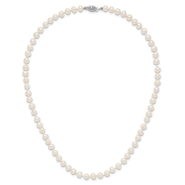 14K White Gold 5-6mm White Near Round Cultured Pearl 16 inch Necklace