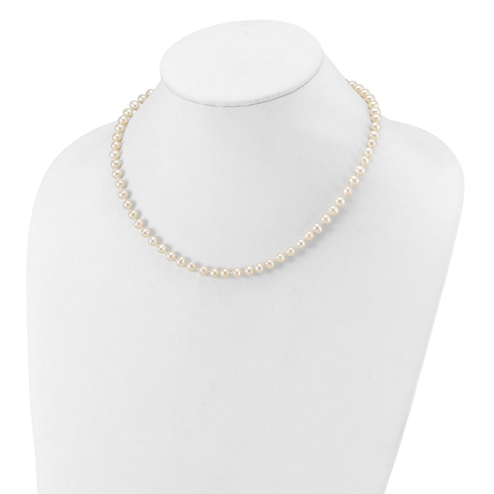 14K White Gold 5-6mm White Near Round Cultured Pearl 16 inch Necklace
