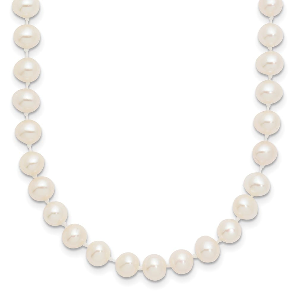14K White Gold 5-6mm White Near Round Cultured Pearl 28 inch Necklace