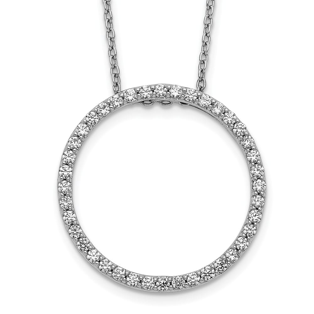 14K White Gold 5/8 carat Diamond Circle 40 Stone 18 inch Necklace