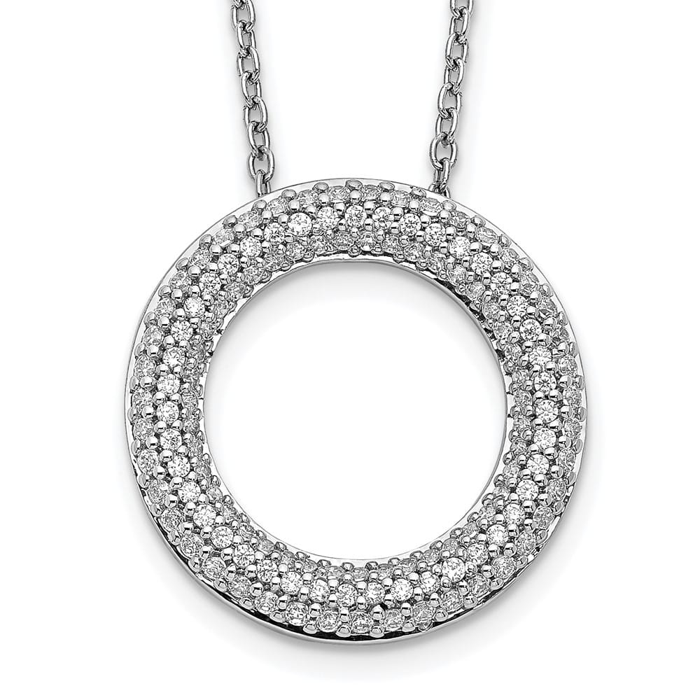 14K White Gold 5/8 carat Diamond Circle 43 Stone 18 inch Necklace