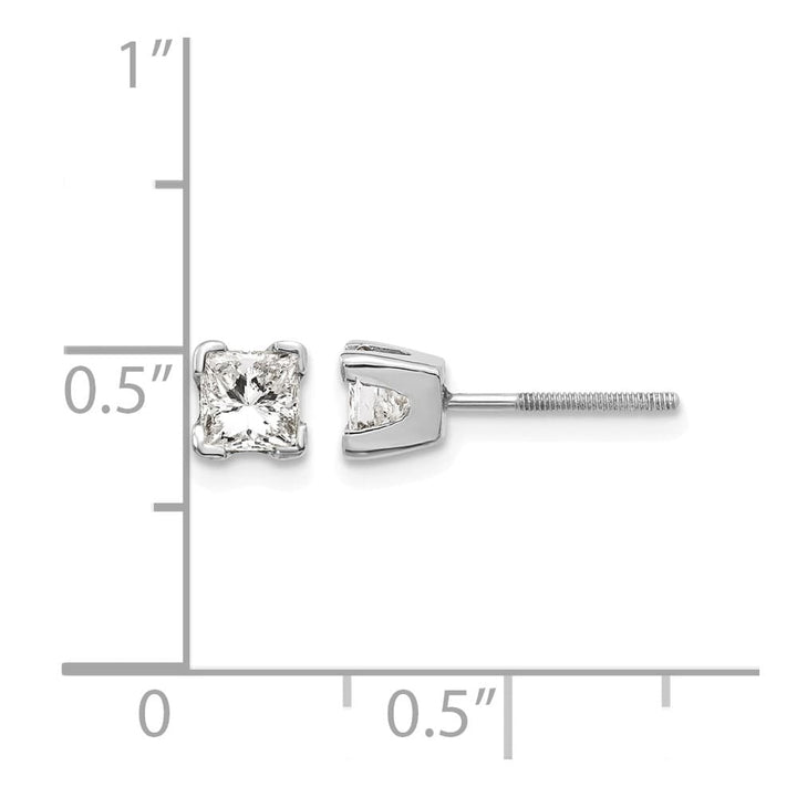 14K White Gold 5/8 ct I1 G-I Princess-Cut Diamond Studs