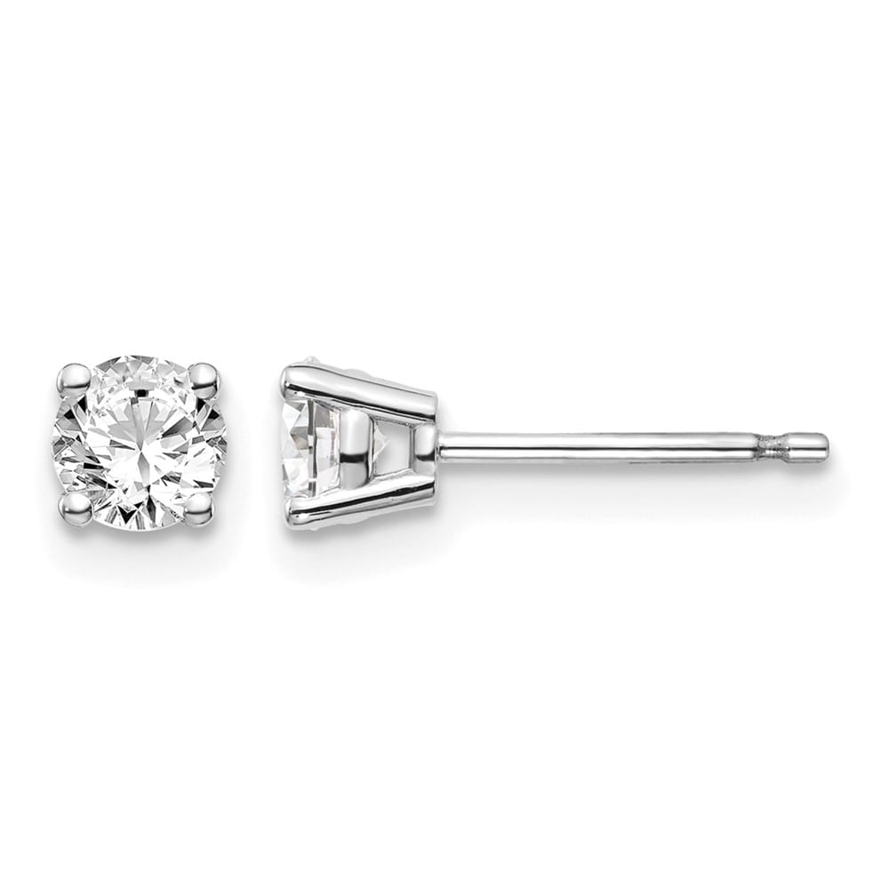 14K White Gold 5/8 ct I1 J-K Diamond Push Back Stud Earrings