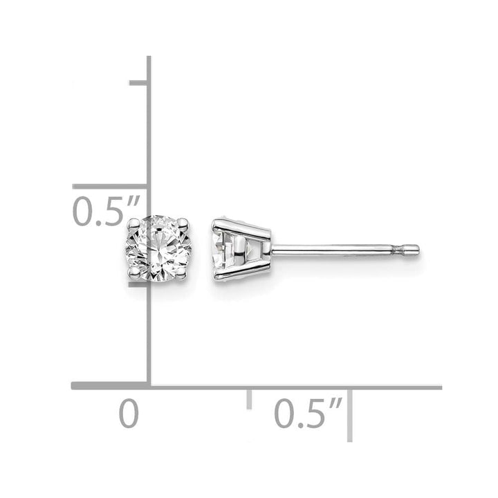 14K White Gold 5/8 ct I1 J-K Diamond Push Back Stud Earrings