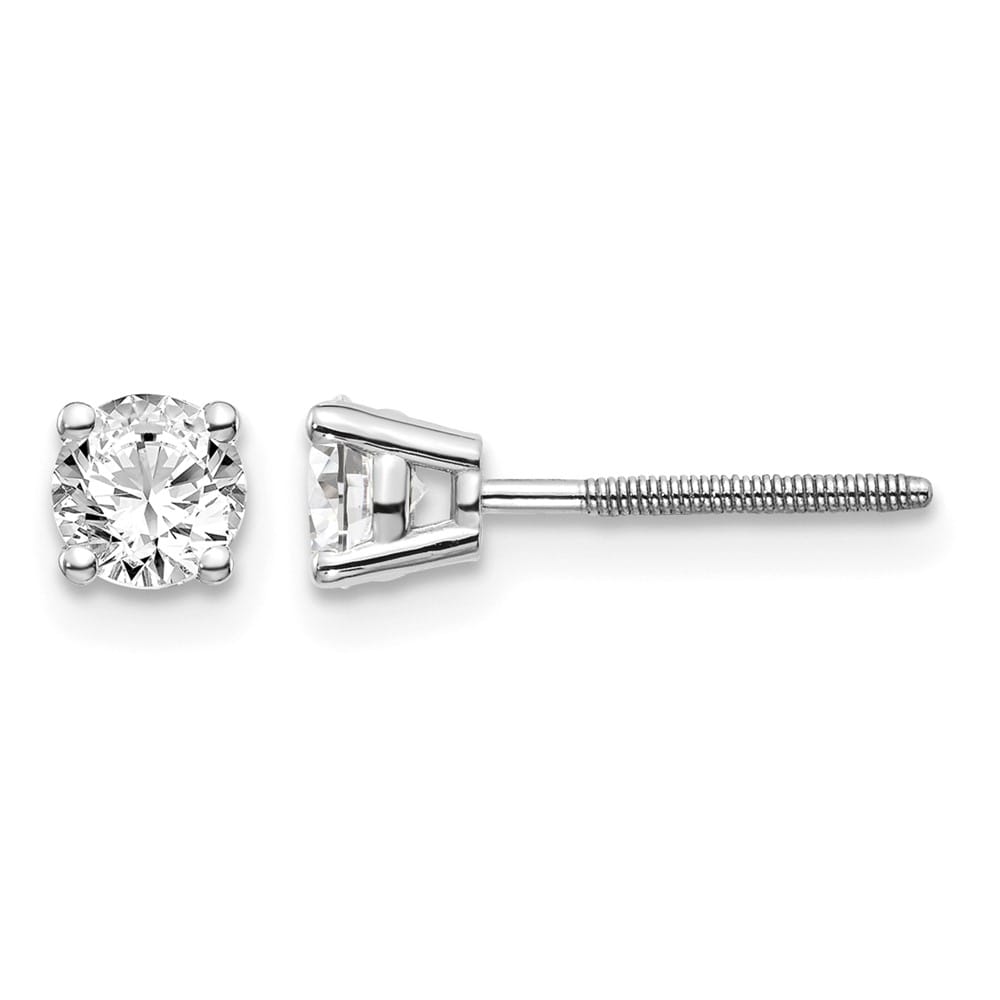 14K White Gold 5/8 ct SI3 G-I Diamond Screw Back Stud Earrings