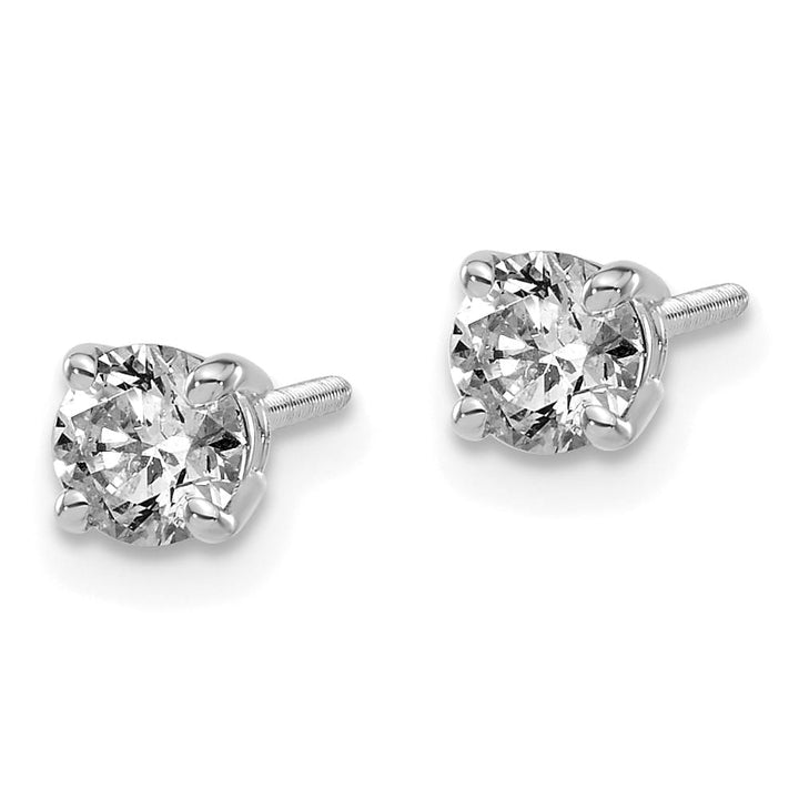 14K White Gold 5/8 ct SI3 G-I Diamond Screw Back Stud Earrings