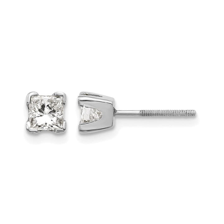 14K White Gold 5/8 ct SI3 G-I Princess-Cut Diamond Studs