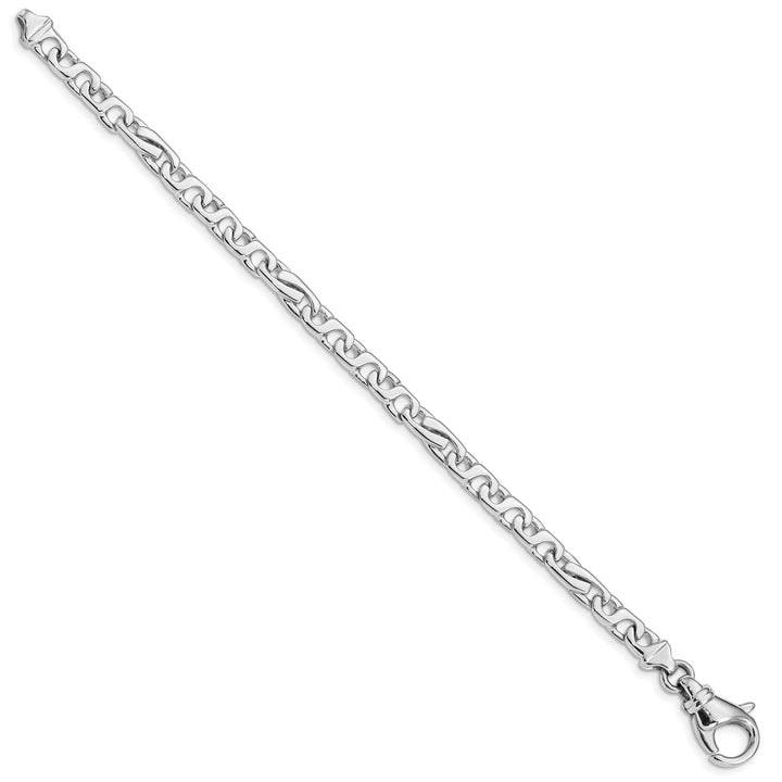 14K White Gold 5.8mm Hand Fancy Link Bracelet