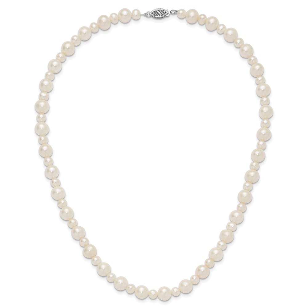 14K White Gold 5-8mm White Near-Round Cultured Pearl 18 inch Necklace