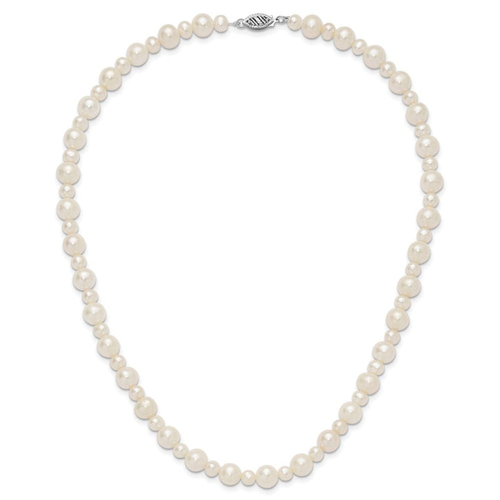 14K White Gold 5-8mm White Near-Round Cultured Pearl 18 inch Necklace