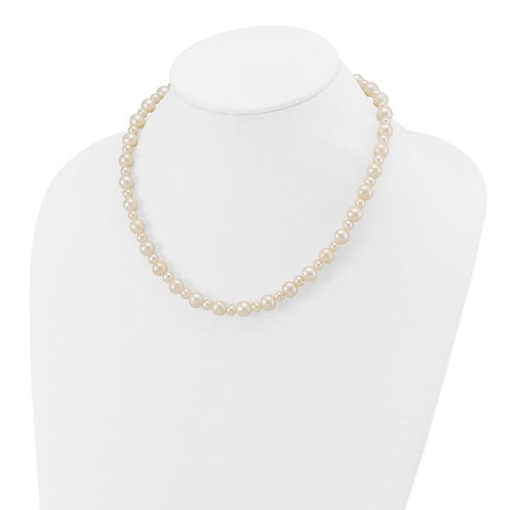 14K White Gold 5-8mm White Near-Round Cultured Pearl 18 inch Necklace